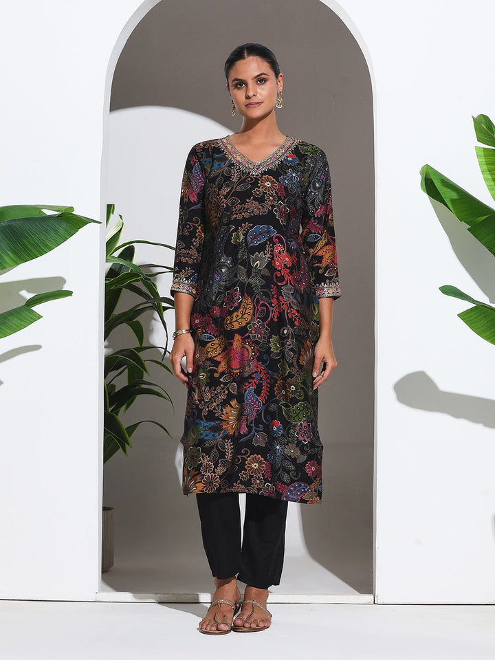 Printed Cotton Blend Kurta With Pant