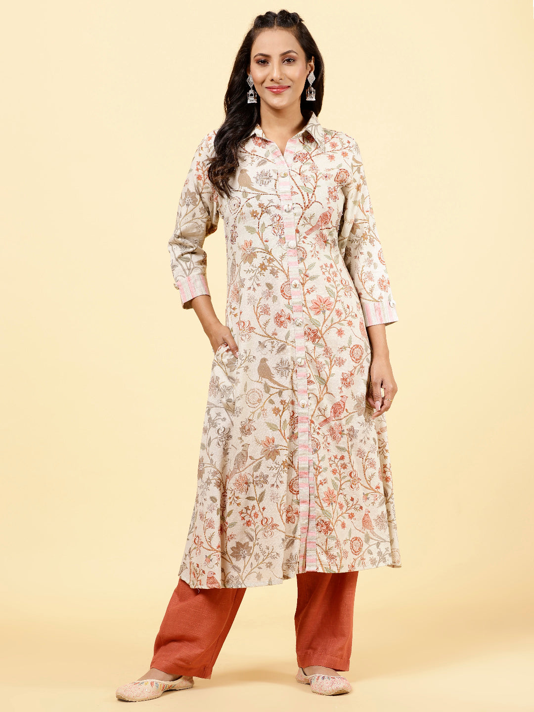 Printed Cotton Kurta With Pants