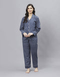 Navy Blue Cotton Printed Comfort Wear