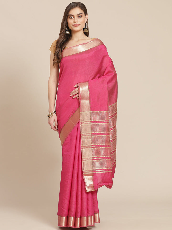 Plain Art Handloom Saree with  Zari  Border