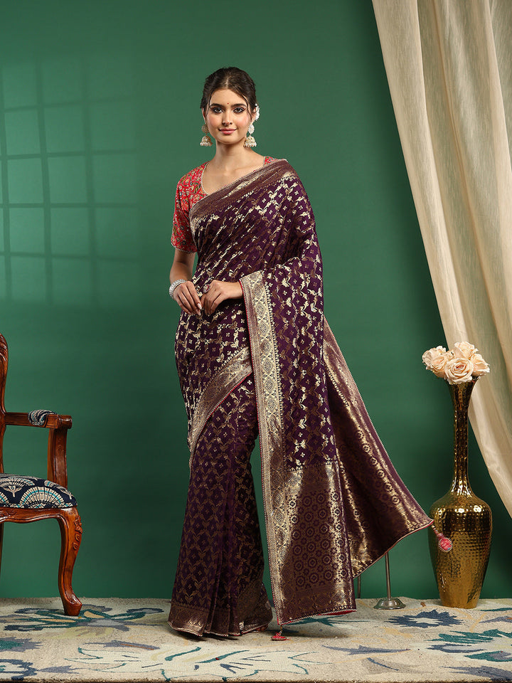 Embroidered Dola Silk Saree