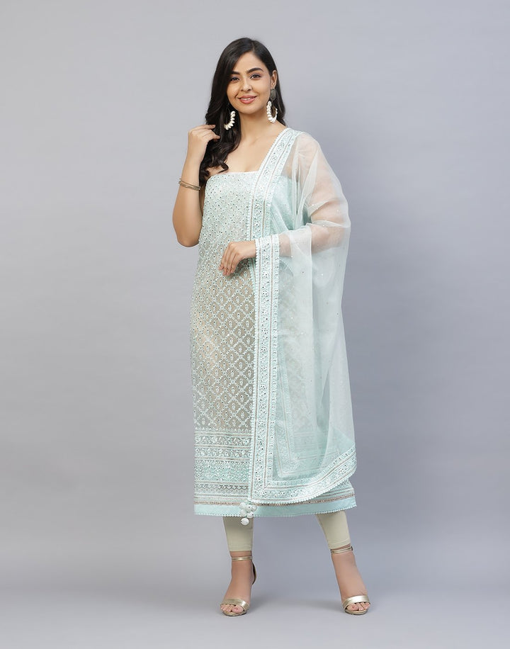Embroidered Organza Kora Suit Piece