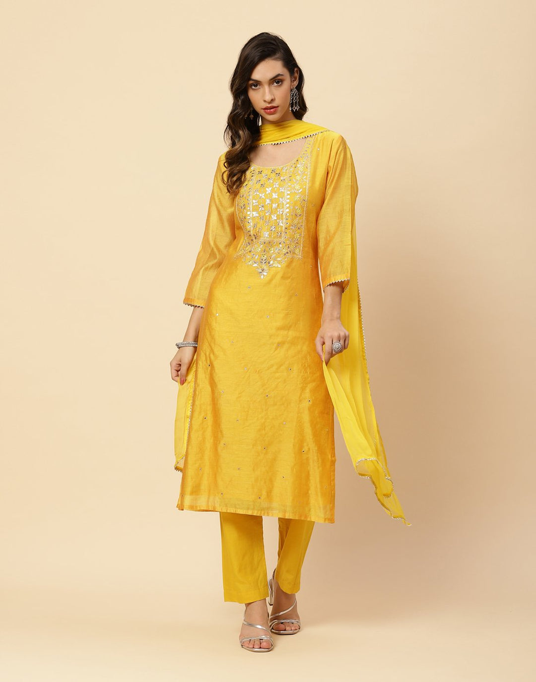 Embroidered Cotton Salwar Kameez Stitched Suit With Chiffon Dupatta