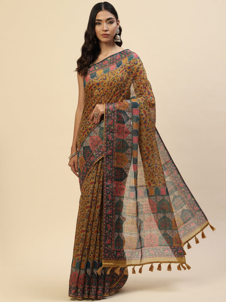 Digital Printed Sequin Cotton Saree