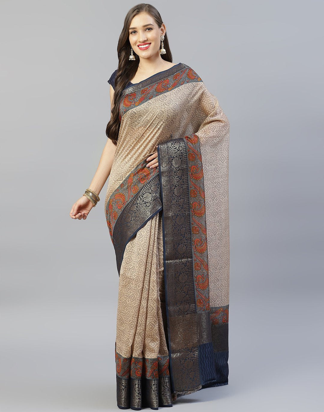 Cotton Printed Saree With Zari Border