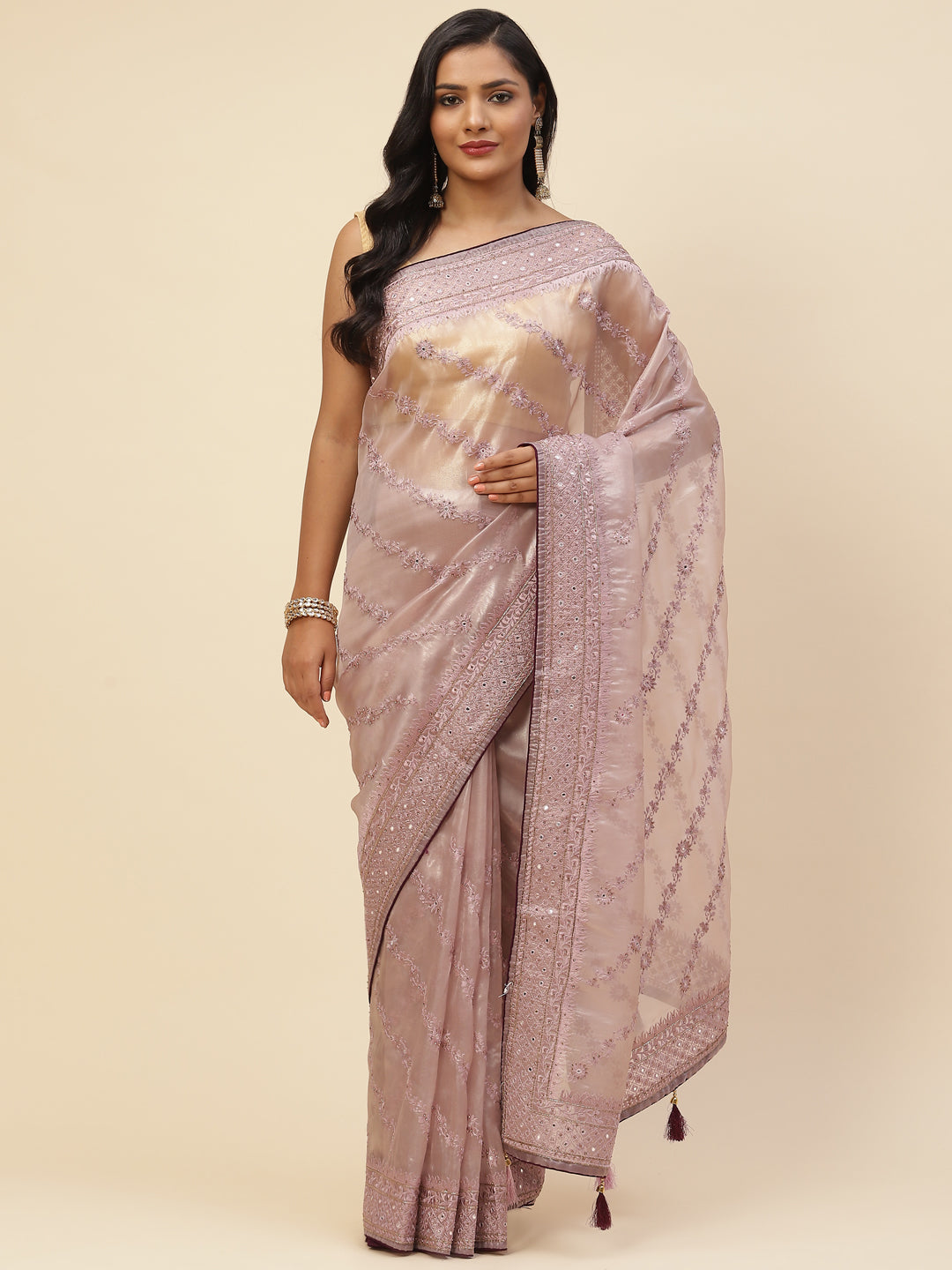 Cutdana Embroidered Organza Saree