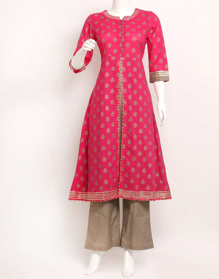 Rani Grey Cotton Kurti with Palazzo