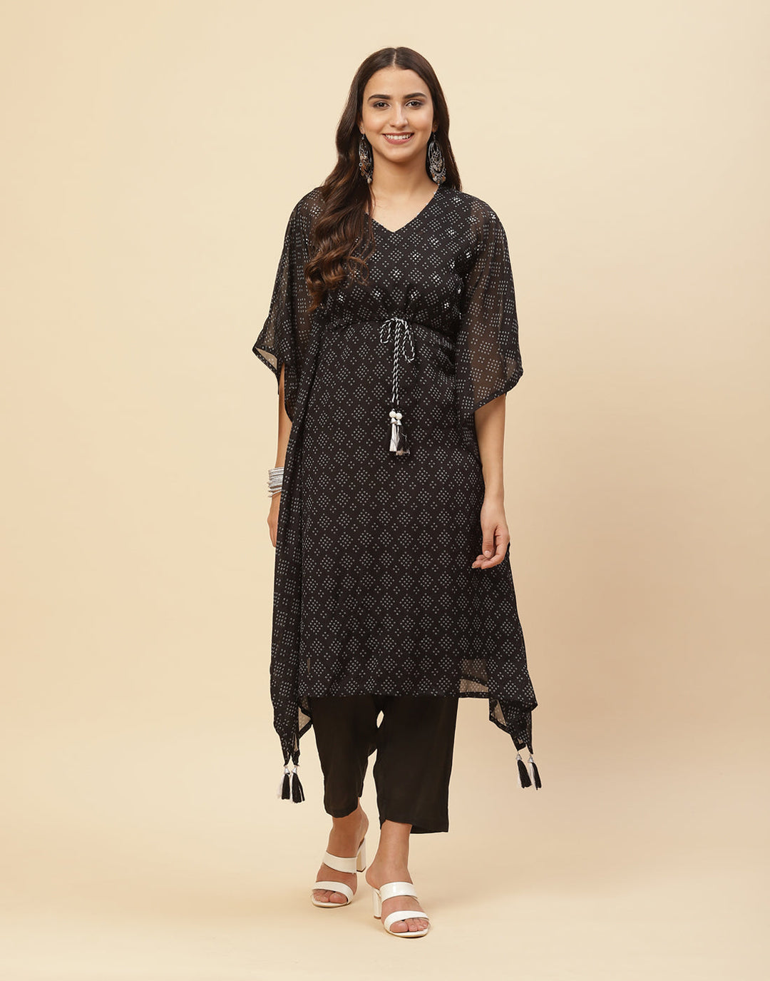 Printed Organza Kaftan Kurti With Pant
