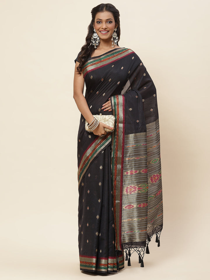 Zari Border Booti Woven Handloom Saree