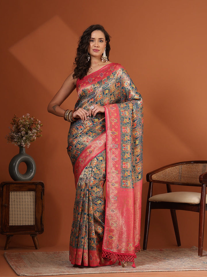Woven Design Satin Saree