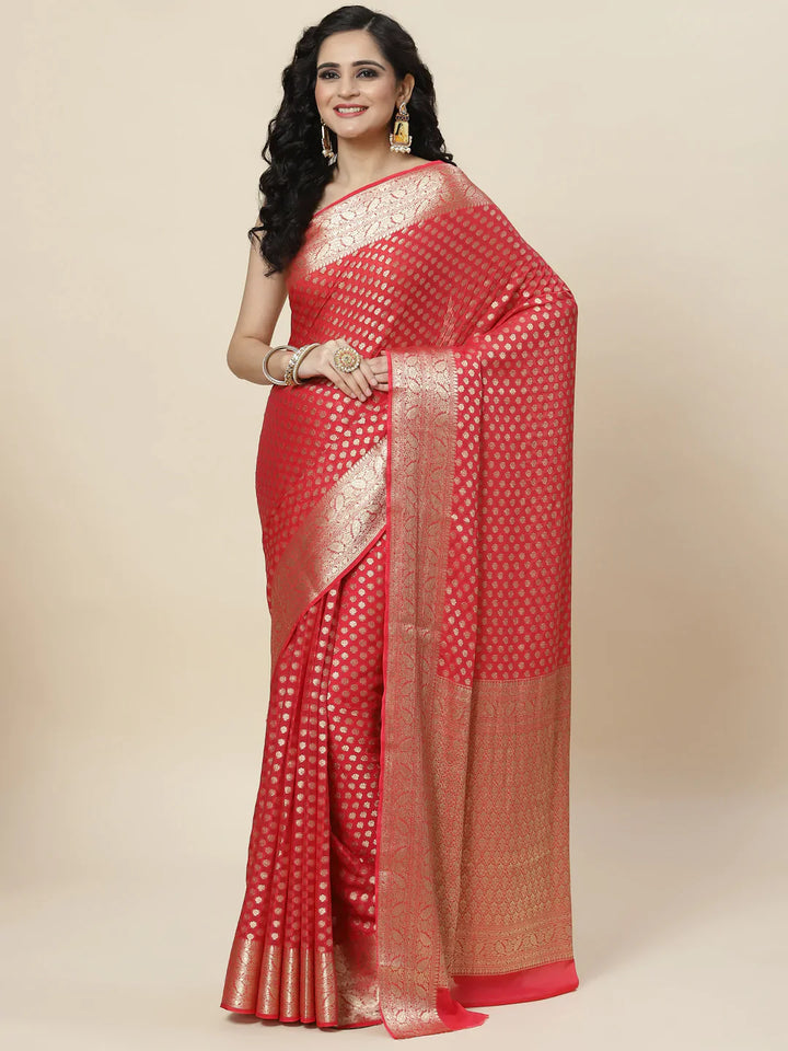 Zari Booti Georgette Plain saree