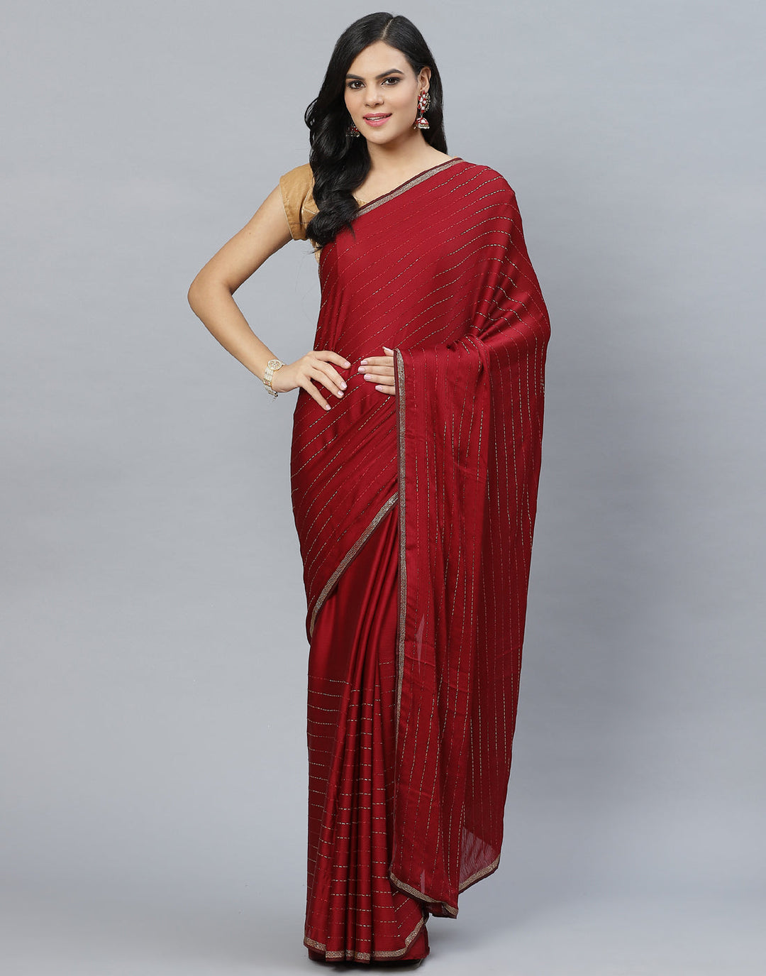 Stone Embroidered Chiffon Saree
