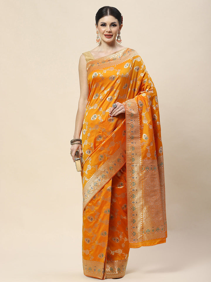 Zari Jaal Woven Art Silk Banarsi Saree