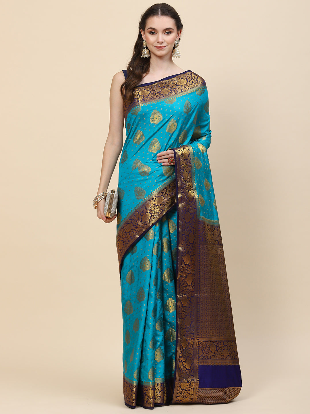 Zari Border Booti Handloom Woven Saree