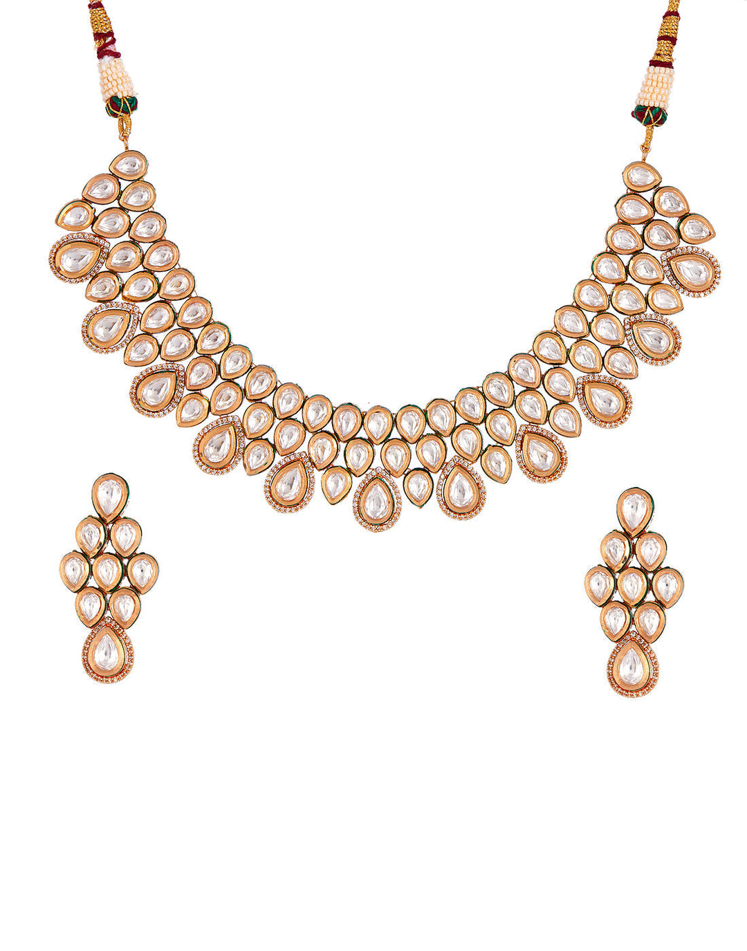 Gold Plated Necklace Set With Earrings