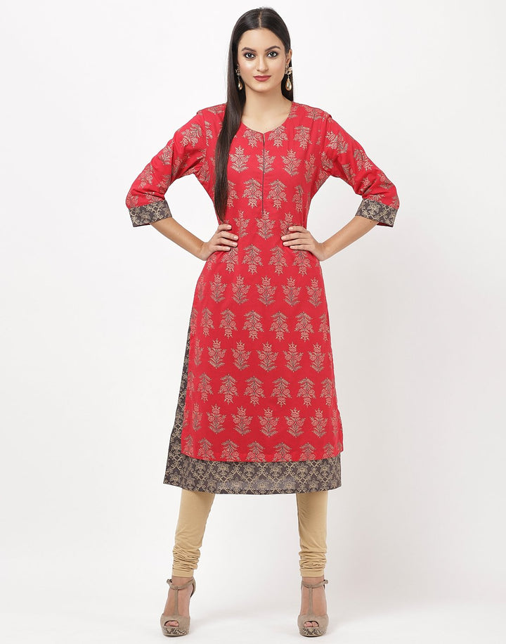 MBZ Meena Bazaar-Red Cotton Kurti