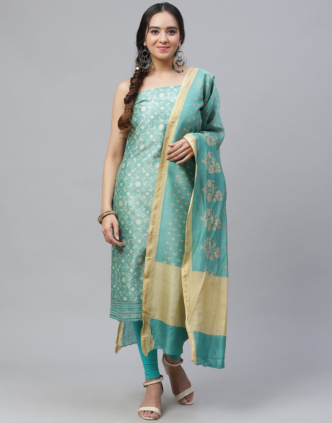 Fine Chanderi Printed Suit Piece