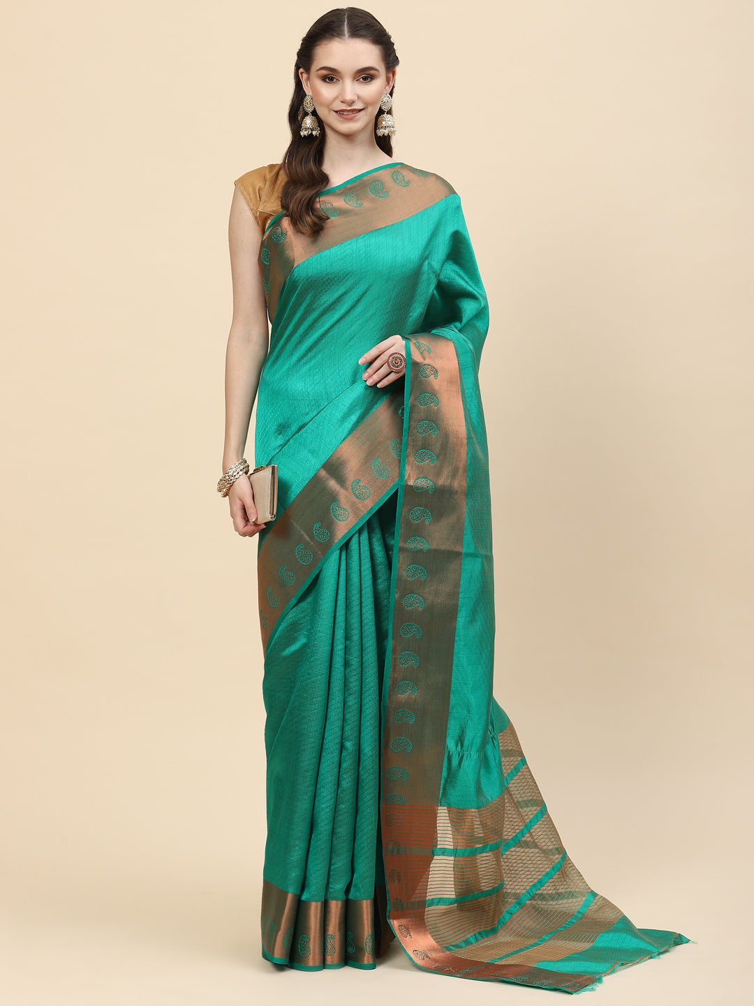 Plain Zari Border Handloom Woven Saree