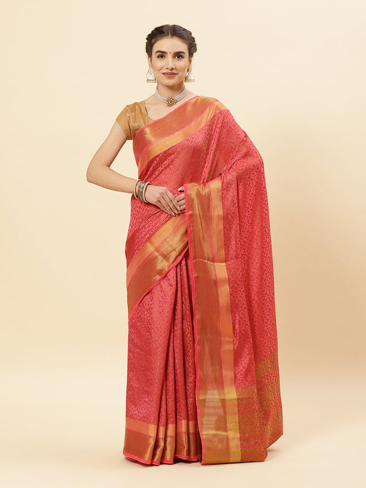 Art Handloom Saree With Jacquard Zari Border