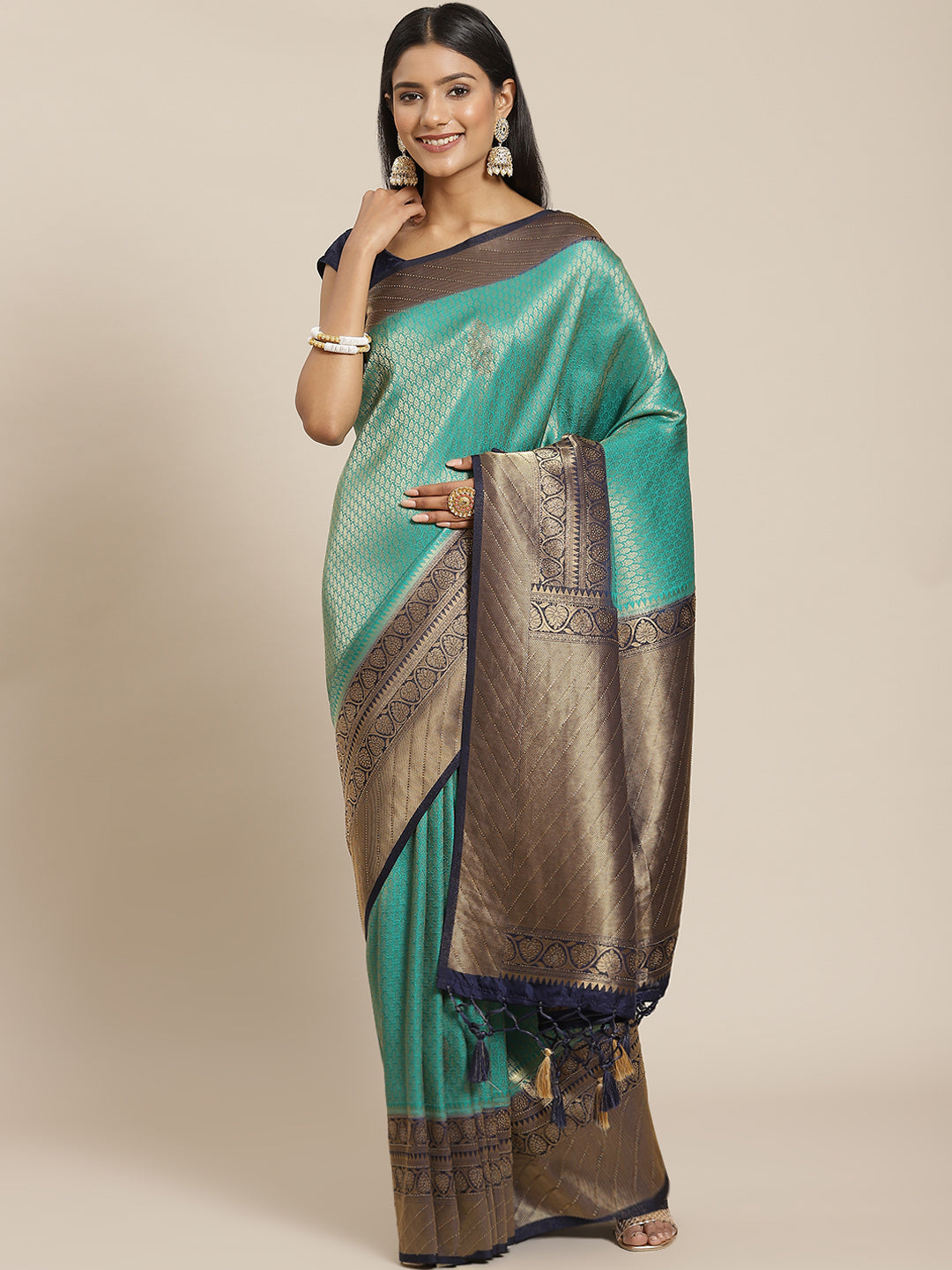 Brocade Art Handloom Embroidered Saree