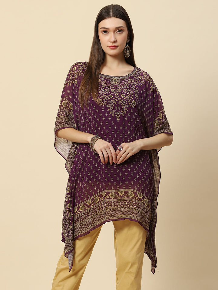 Digital Printed Georgette Kaftan Kurta