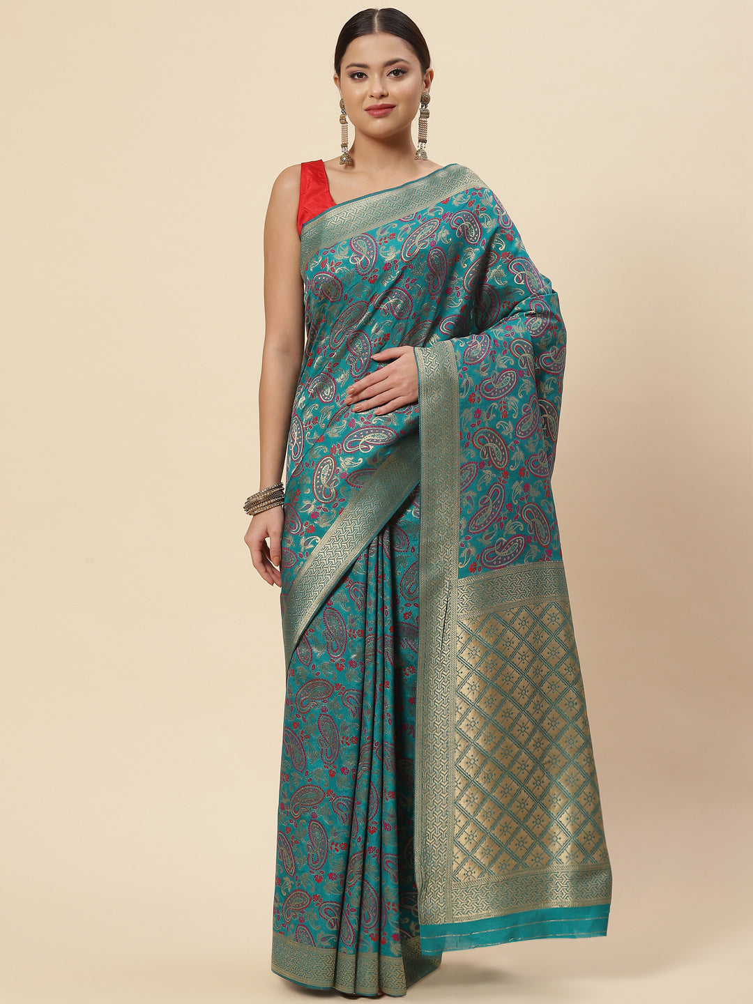 Zari Jaal Handloom Woven Saree