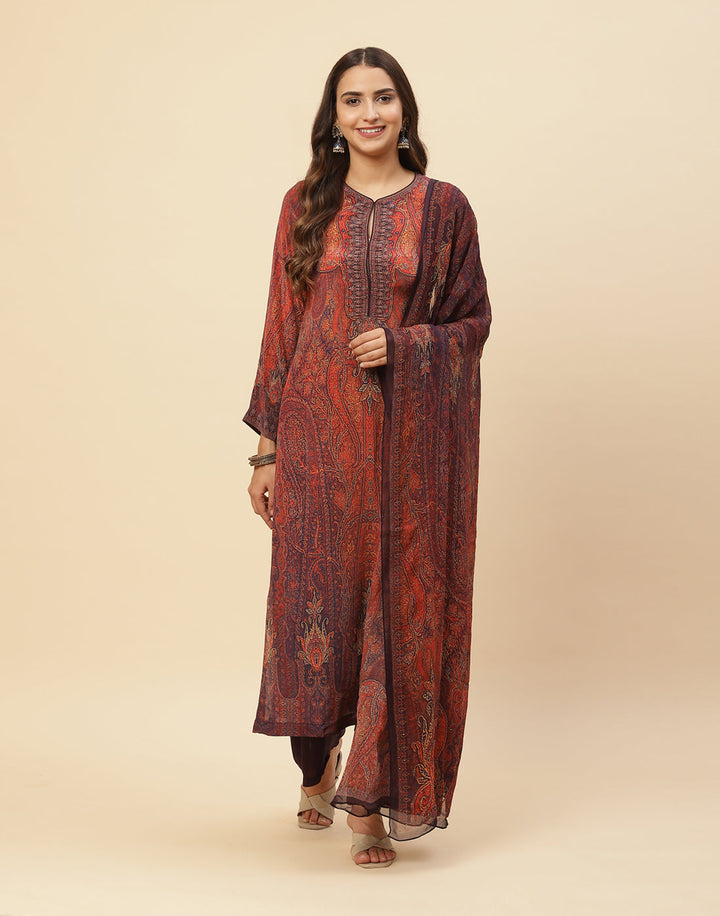 Digital Printed Crepe Salwar Kameez Stitched Suit With Georgette Dupatta