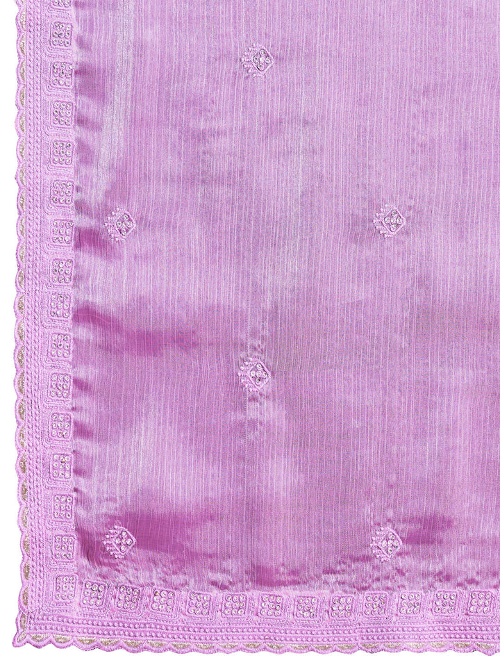 Embroidered Chinon Saree