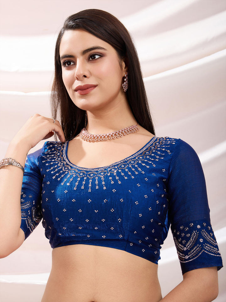 Embroidered Satin Velvet Saree