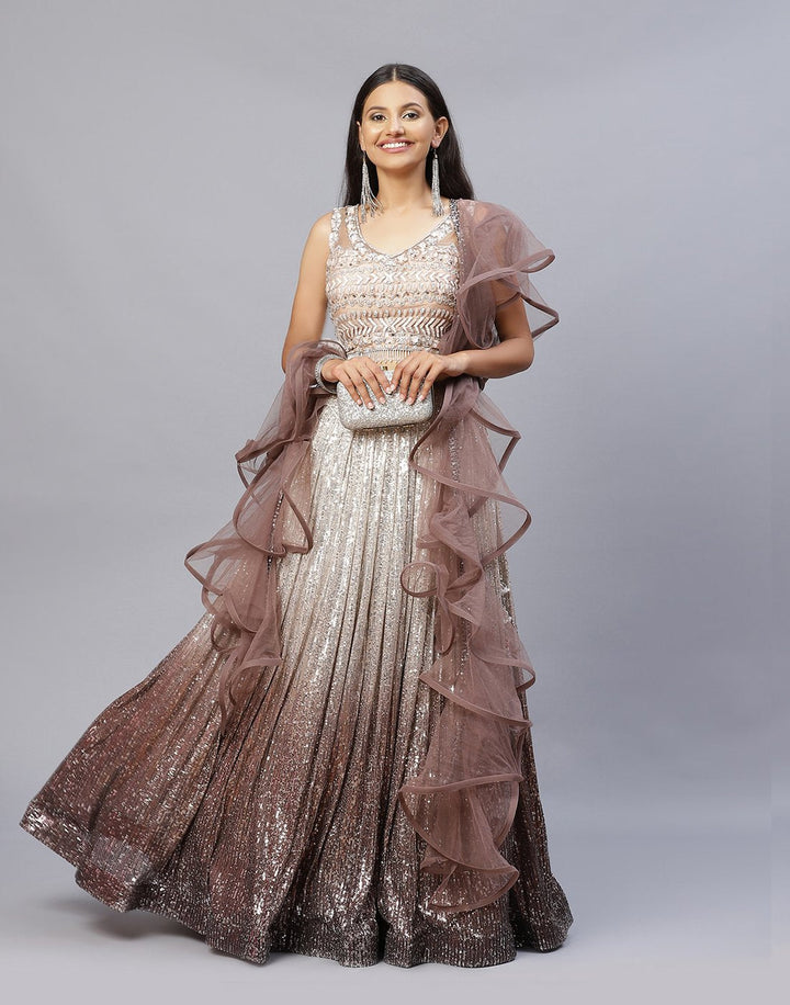 LYCRA SEQUENCE LEHANGA WITH NET TWIRL DUPATTA