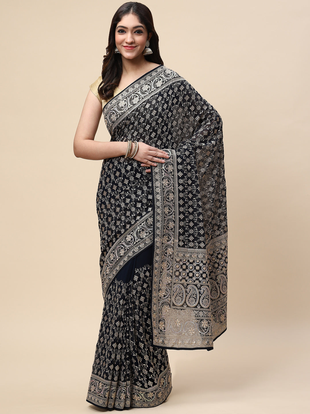 Resham Jaal Embroidered Georgette Saree