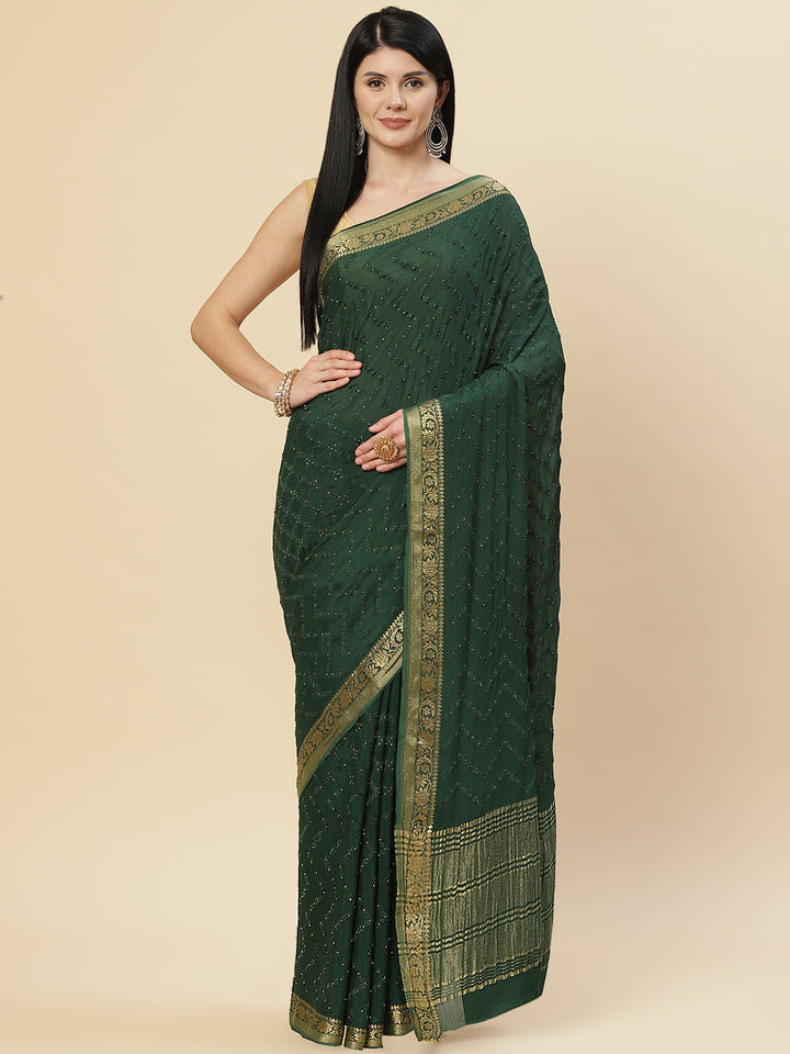 Embroidered Crepe Saree