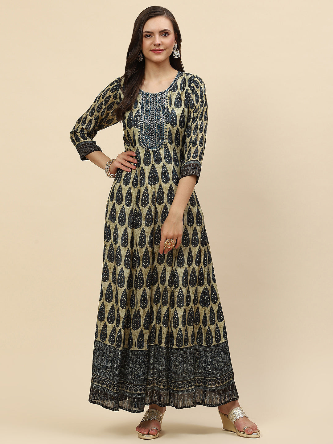 Printed Muslin Flared Kurta