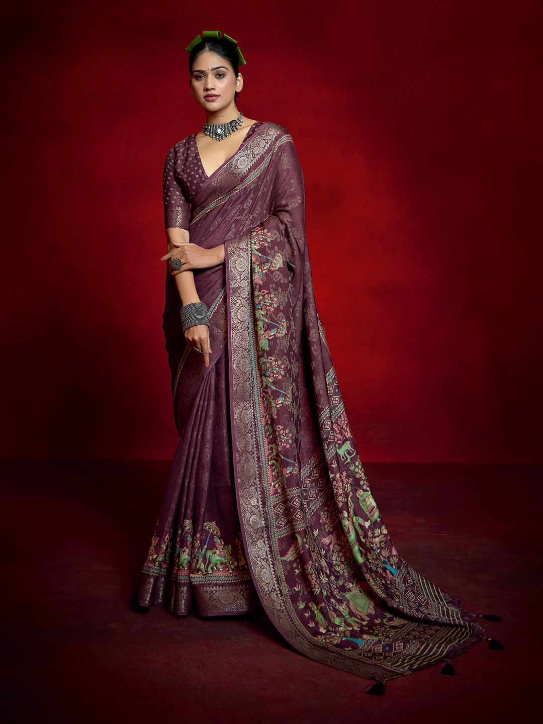 Abstract Printed Art Silk Saree