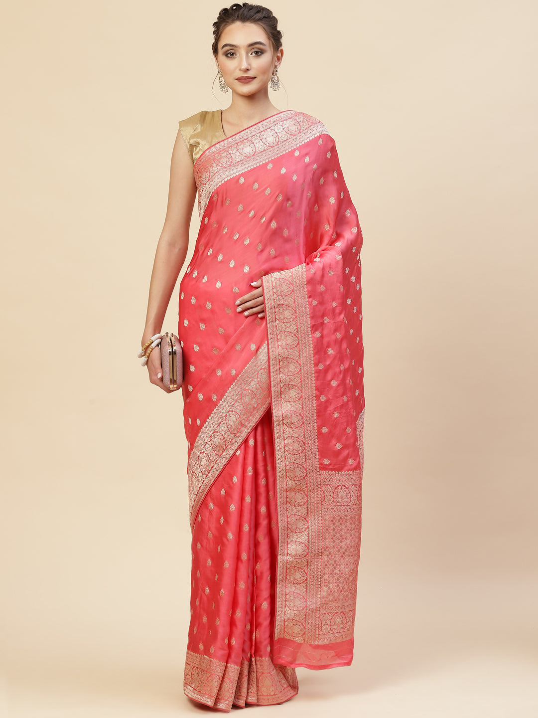Zari Jaal Satin Woven Saree