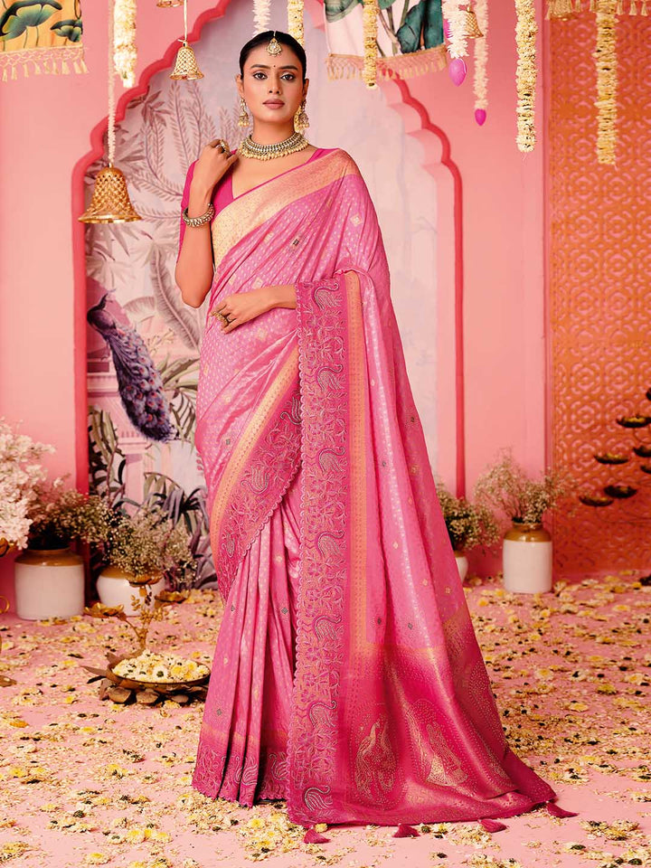 Woven Border Booti Art Silk Saree
