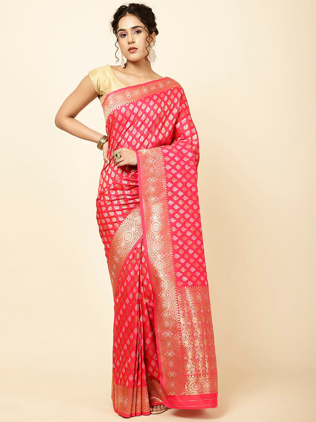 Zari Booti Woven Banarsi Saree
