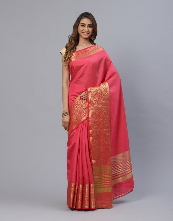 Plain Art Handloom Saree With Zari Border