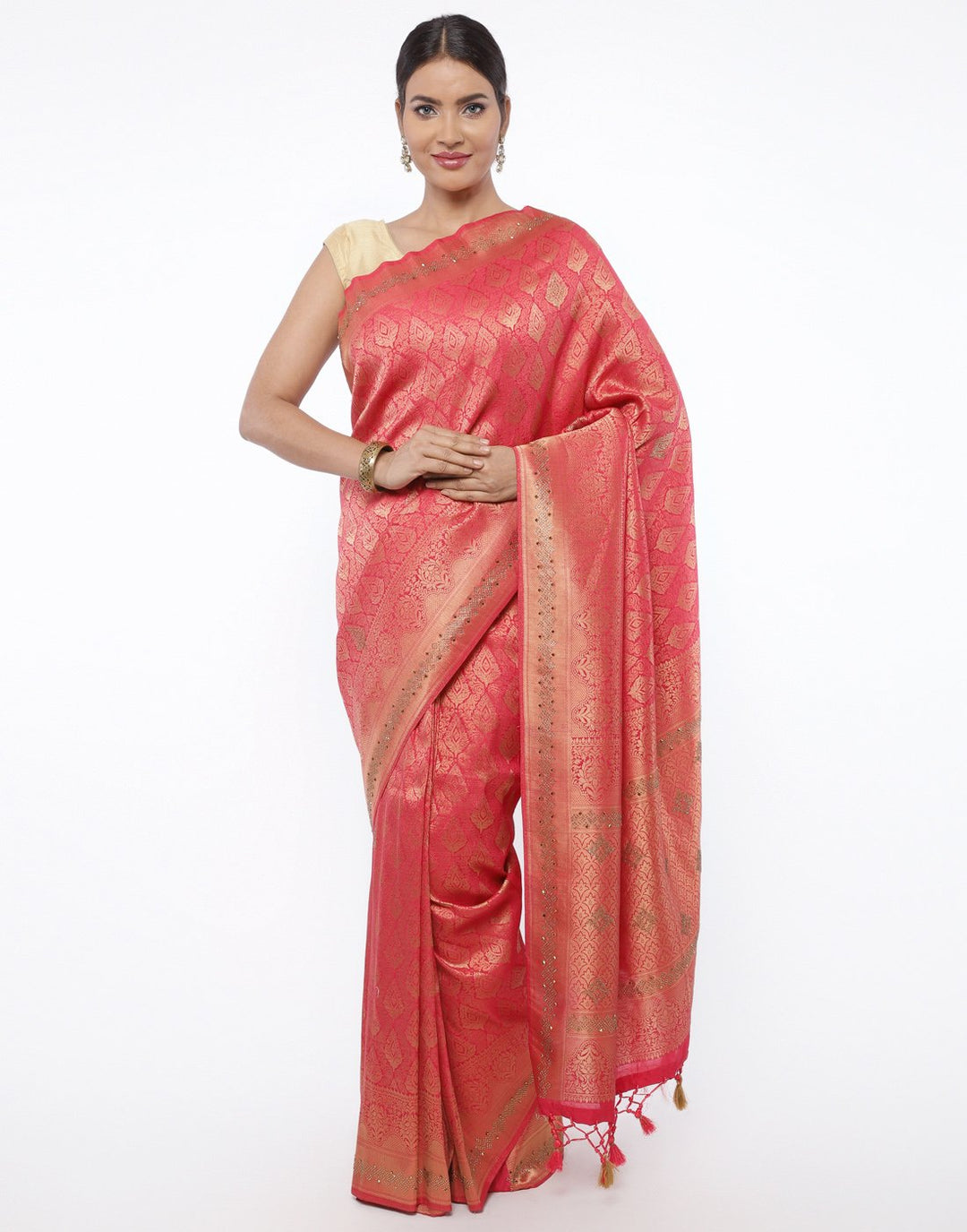 MBZ Meena Bazaar-Art Handloom Embroidery Saree