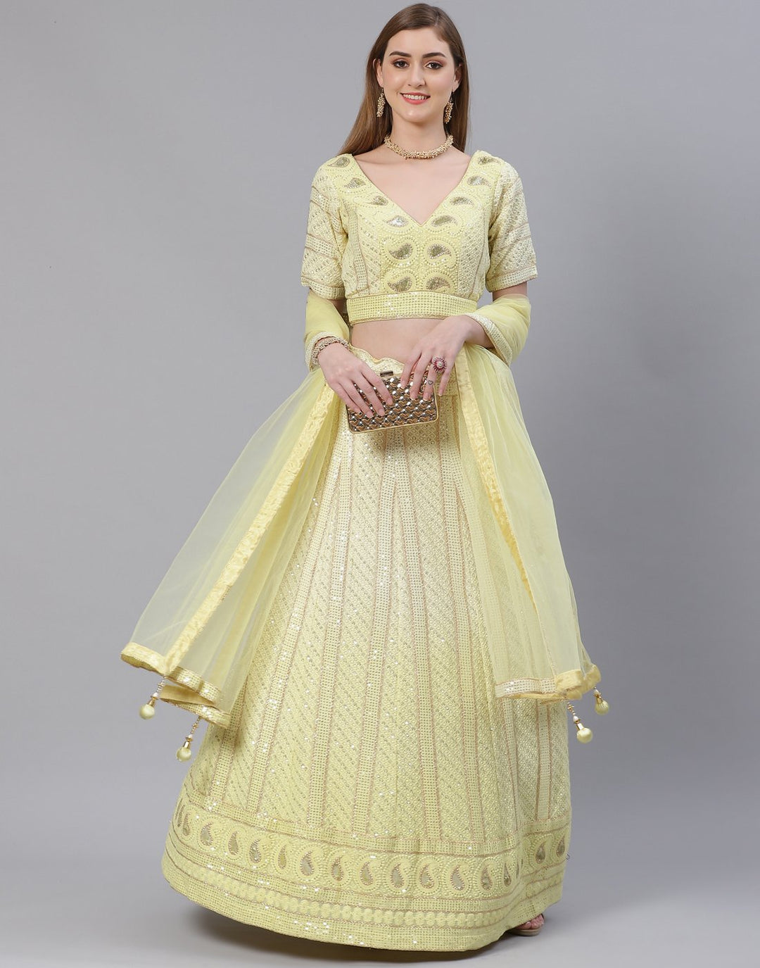 Georgette Lakhnavi Lehenga Choli with Thread Work
