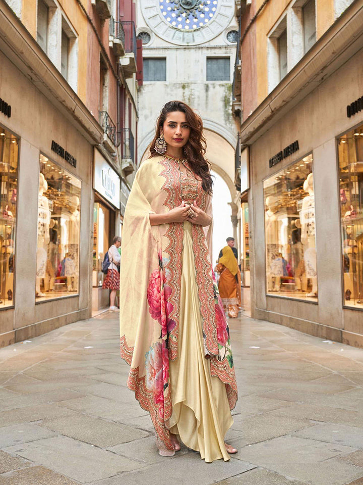 Embroidered Crepe Choli With Skirt &amp; Jacket