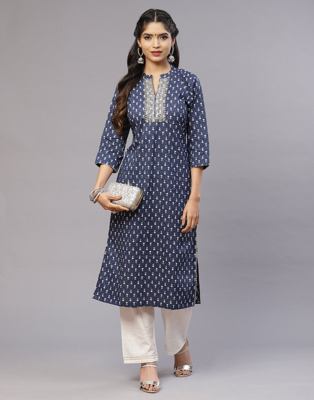 Cotton Kurti With Yoke Embroidery