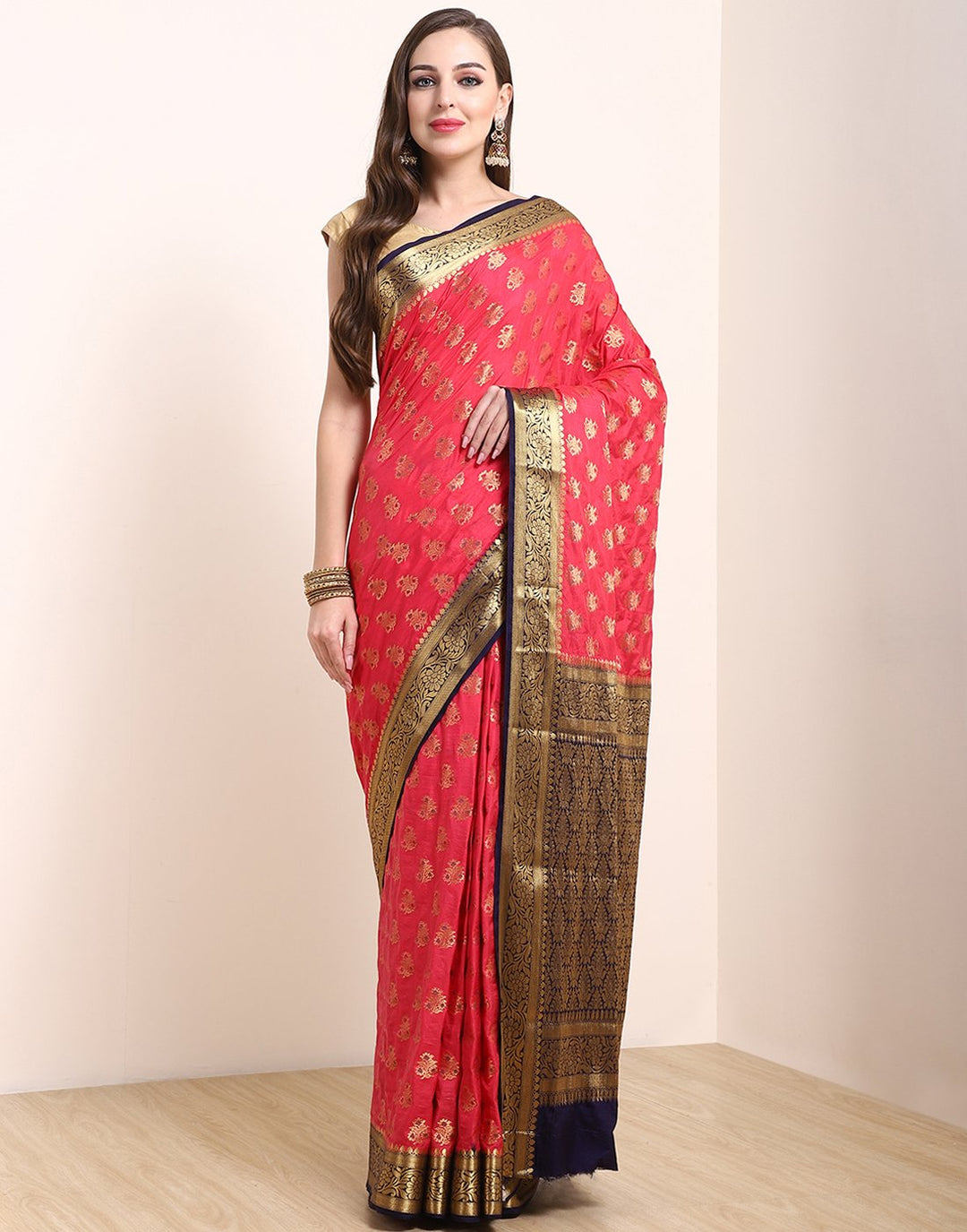 Hot Pink Art Handloom Saree