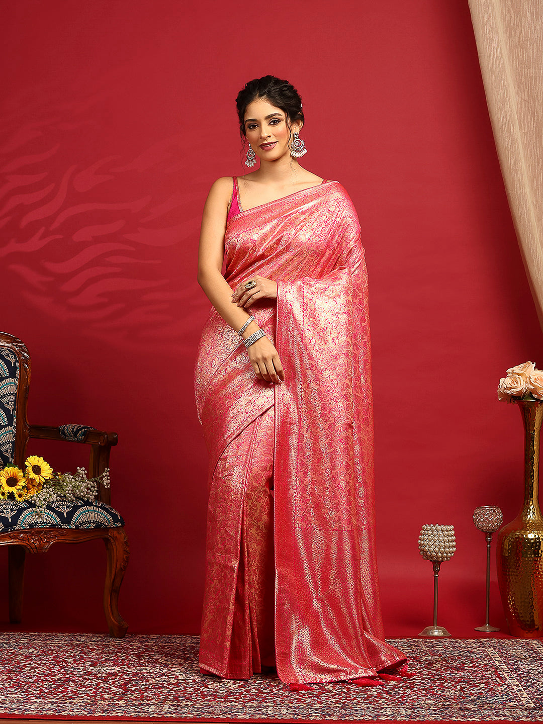 Woven Design Satin Saree