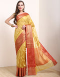 Mustard Cotton Tissue Saree