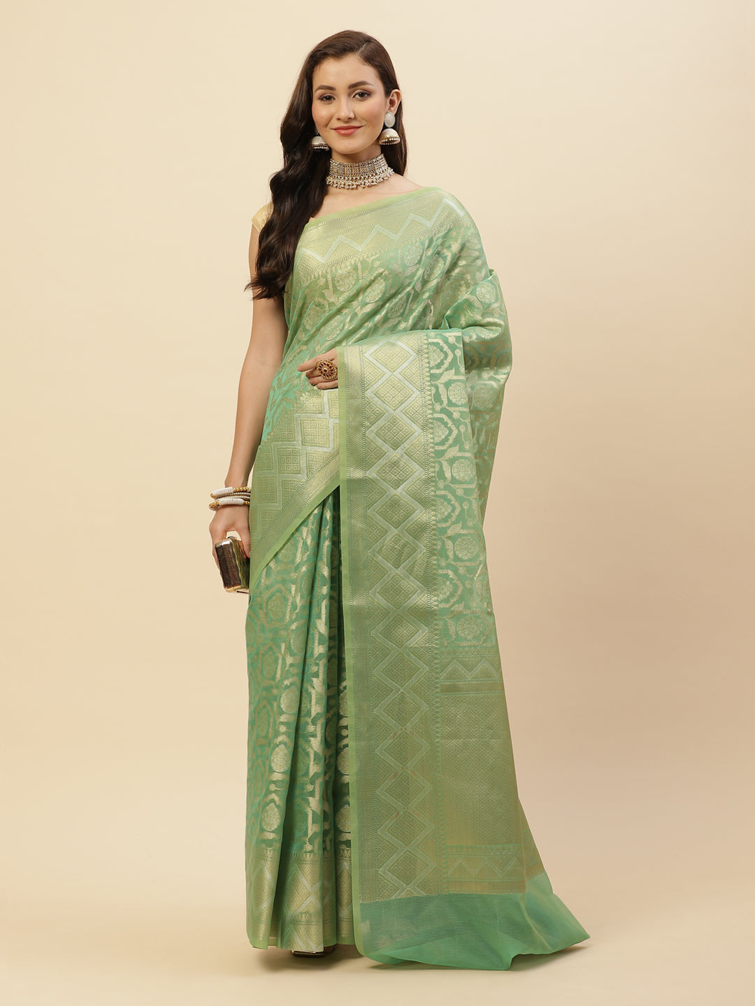 Zari Jaal Cotton Woven Saree
