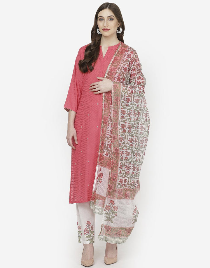 Yellow White Cotton Salwar Kameez