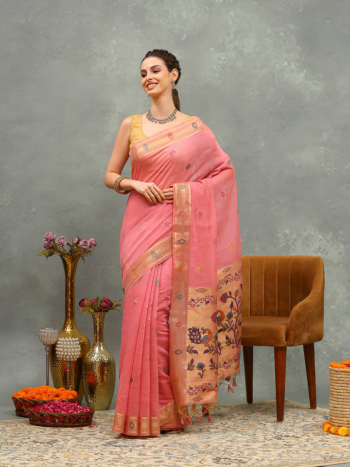 Woven Design Cotton Blend Saree