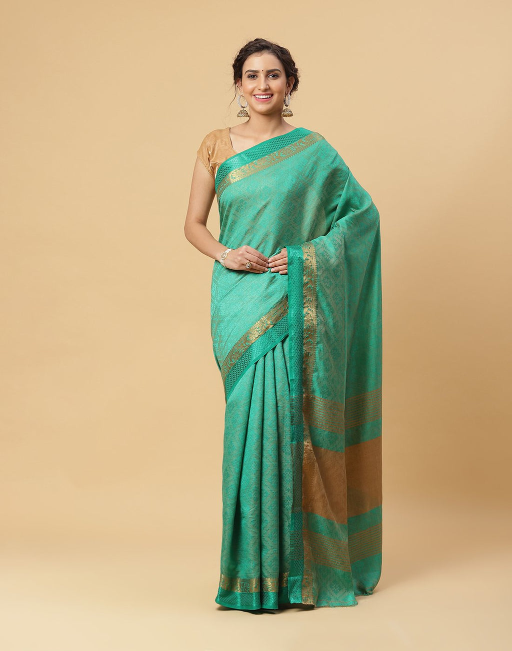 Woven Art Handloom Saree With Zari Border