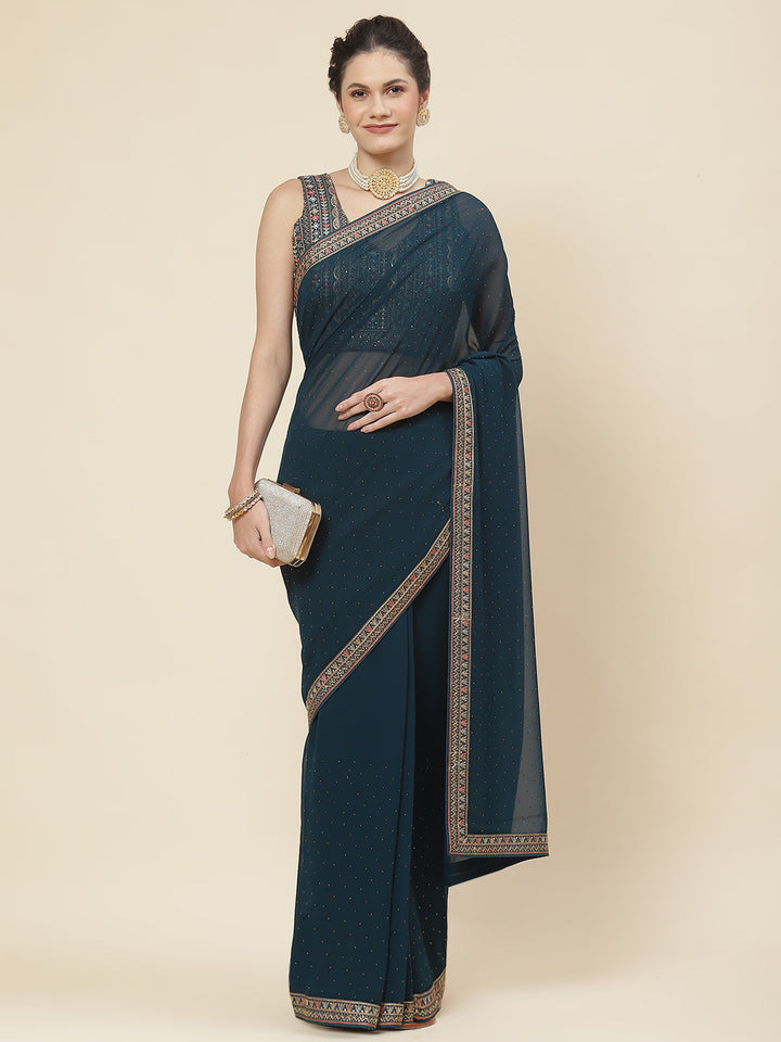 Embroidered Georgette Saree